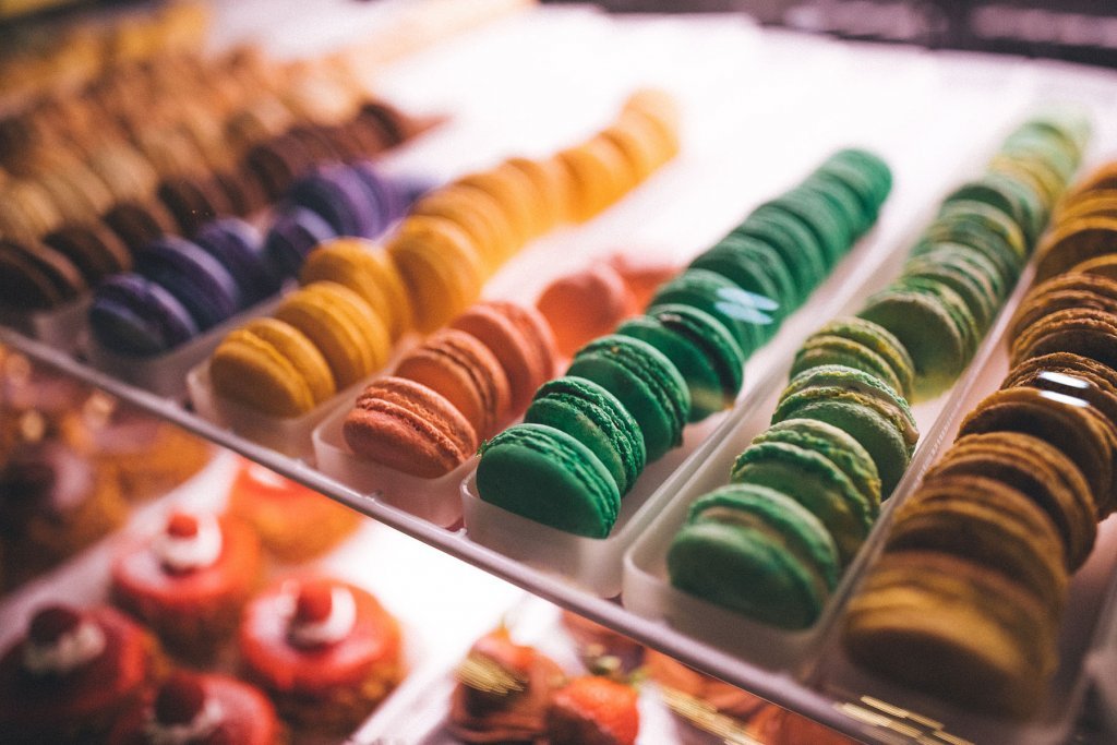 Macaroons in Display Case