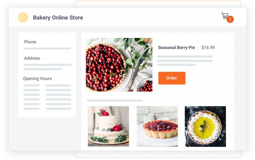 Screenshot: ecommerce for bakery