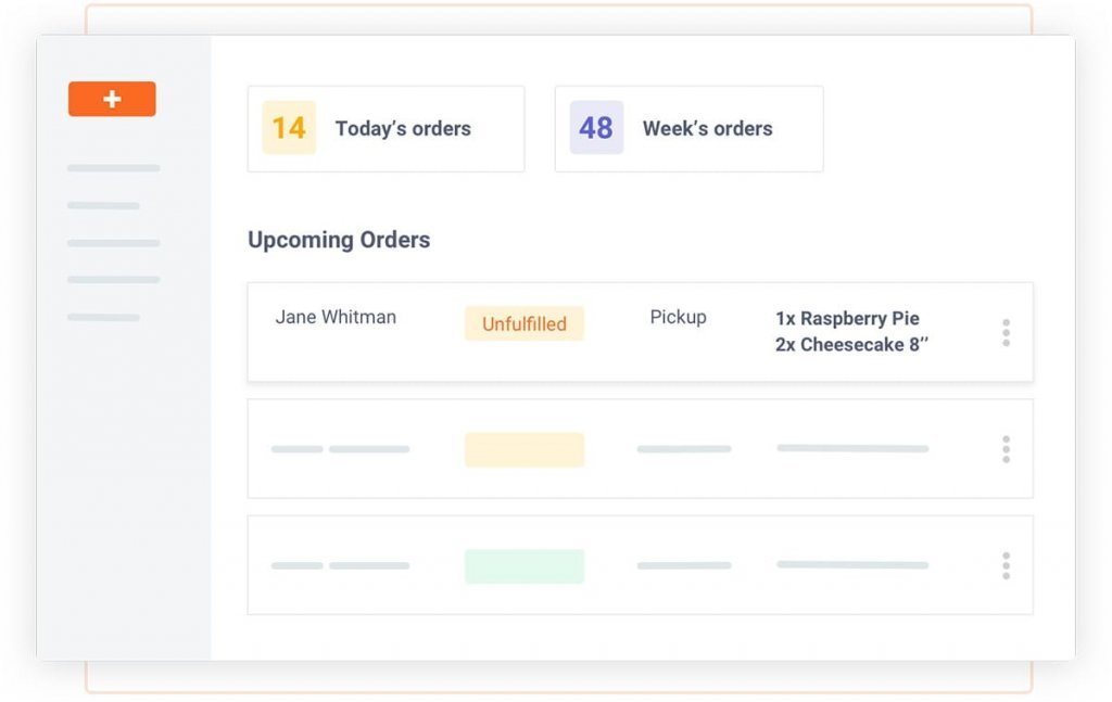 Screenshot: easy order management for bakery