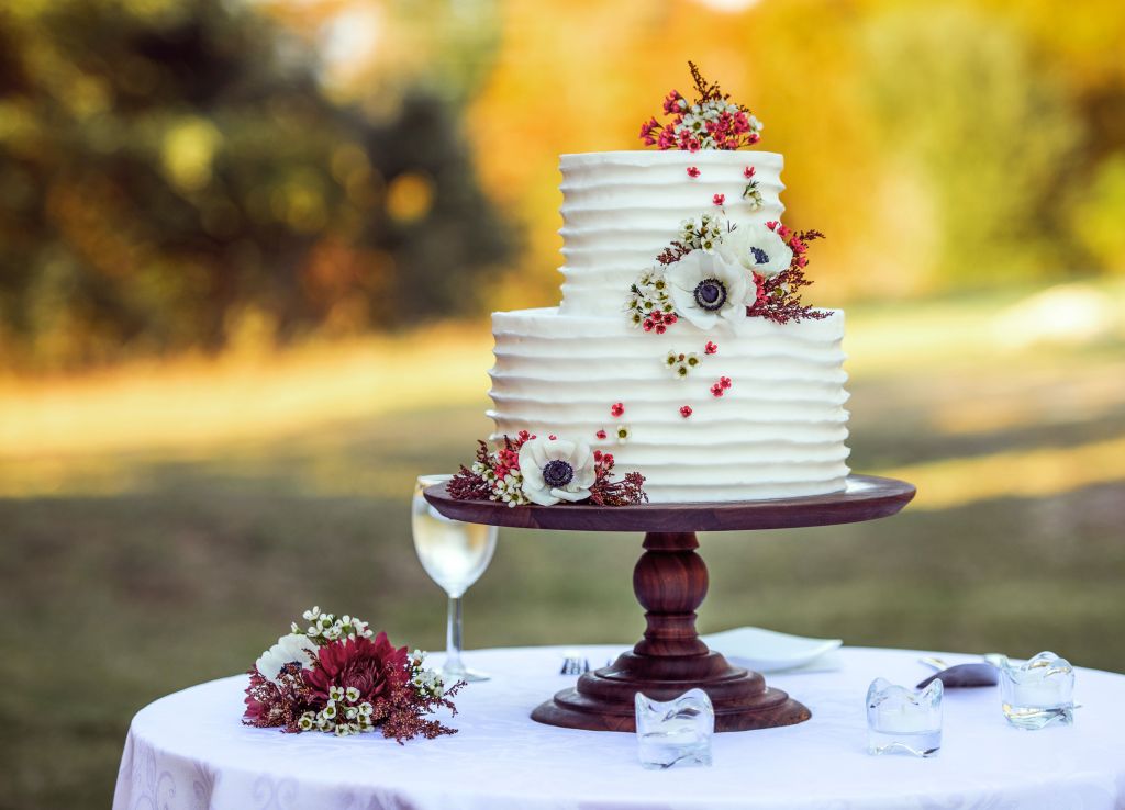 white cake on stand